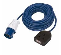 Zexum 5695 16 A Male to 1 Gang Socket Camping and Caravan Hook Up Extension Cable Lead, 230 V, Blue, 10 m