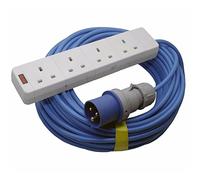 Zexum 6146 16 A Male 4 Gang Camping and Caravan Hook Up Cable, Blue, 5 m