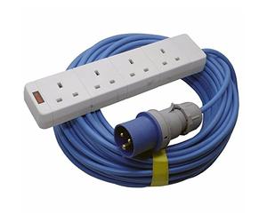 Zexum 6146 16 A Male 4 Gang Camping and Caravan Hook Up Cable, Blue, 5 m