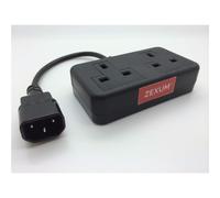 Zexum Deluxe IEC C14 Male to 13A 2 Gang UK Mains Adapter Trailing Socket Lead - 0.5 Meter