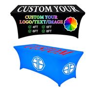 ZEXUPER Custom Table Cloth Cover with Business Logo Text, Personalized Stretch Table Cloths 6 FT Tables, Customized Tablecloths for Tradeshow Events Birthday Party Wedding Decor