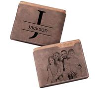 ZEXUPER Custom Wallets for Men, Personalized Engraved Photo & Name Wallet with Fist, Fathers Day from Wife Daughter Son, Gift for Dad Boyfriend