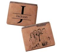 ZEXUPER Custom Wallets for Men, Personalized Engraved Photo & Name Wallet with Fist, Fathers Day from Wife Daughter Son, Gift for Dad Boyfriend