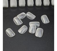 ZEYACHAN 540 Pieces Short Square American Nail Caps, 15 Sizes Transparent False Nails, Semi Frosted, Soft Gel Nail Tips, Gel Capsule x American Application for DIY Nail Art and Salon