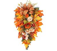 Zeyaoaea Fall Swag | Flower Maple Berry Artificial Swag - Hangable Wreath Decorations | for Holiday Decorators Office Apartment Coffee Shop Front Door Wall Window Mantel Entrance Harvest Festival