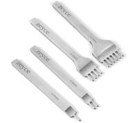 4mm White Steel 1/2/4/6 Prong Leather Hole Punch Set, Leather Working Tools, Stamping Board Diamond Lacing Stitching Chisel Set