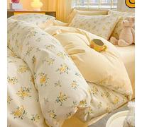 zeyekuku 3Pieces Duvet Cover King Size- 100% Cotton Comfort Duvet Cover Set,a Duvet Cover,2 Pillowcase Home Bedding with Zipper Closure for All Season (King (U.S. Standard), Cream Yellow)