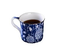 Zeyeo 300ML/10oz European - Style Blue and White Retro Ceramic Mug, Ideal for Home Coffee (Wild Tulip)