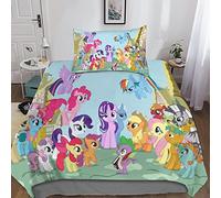Zeyevan My Little Pony 3D Printed Bedding Set for Children Teens Duvet Cover Set with Pillowcase Microfiber Quilt Cover with Zipper Closure Single（135x200cm）