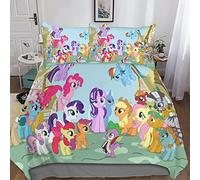 Zeyevan My Little Pony 3D Printed Duvet Cover Set Brushed Microfibre Soft Quilt Covers Easy Care Hotel Quality Bedding Sets with Pillowcase 3 Piece Set Double(200x200cm)