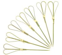 ZEYIYER 100 Pcs Bamboo Cocktail Sticks, 4.9 in Long Natural Bamboo Cocktail Picks, Fancy Tooth Pick with Heart Twisted Ends for Food Drinks Cake Fruit Charcuterie Appetizers Party Supplies