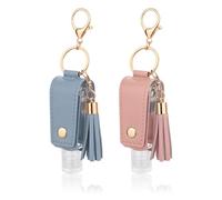 ZEYIYER 2 PCS Hand Sanitizer Holder Keychain, 30ml Mini Hand Sanitiser with Clip, Travel Size Refillable Hand Sanitizer Empty Bottles for Lotion Liquid Soap Shampoo(Blue, Pink)