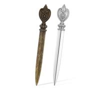 ZEYIYER 2Pcs Letter Openers, Retro Style Letter Opener Envelope Slitter, Lightweight Stainless Steel Mail Opener Tool for Office Home Supplies (Ancient Gold, Silver)