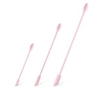 ZEYIYER 3 PCS Makeup Spatulas,Pink Mini Spatula for Jar, Silicone Skinny Spatula Tiny Spoon Set, Reusable Bottle Spatulas for Honey Butter Liquid Foundation Lotion Cream Nail Polish