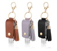 ZEYIYER 3 PCS Portable Hand Sanitizer Holder Keychain, 30 ml Empty Bottle Keychain, 1oz Mini Hand Sanitizers Case for Travel Lotion Liquid Soap Shampoo (Black/Purple/Brown)