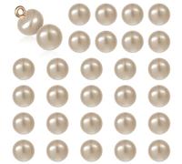 ZEYIYER 30 Pcs Pearl Buttons, 10 mm Round Pearl Button for Crochet, Champagne Gold Decorative Pearls Button with Shank for Bridal Clothes Dresses Crafts (2.3 mm Hole)
