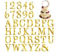 ZEYIYER 37PCS Acrylic Letters for Cake, Gold Letter Cake Topper, Custom A-Z Alphabet and 0-9 Number for Cake Decorating, DIY Letters Cake Topper for Wedding Baby Shower Party Personalized Supplies