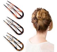ZEYIYER 3PCS French Hair Pin, Hair Clips U Shaped Hair Pins for Women, French Barrette Hair Clips for Thin Thick Long Hair Unique 3 Internal Prong Hair Sticks Women Vintage Hairstyle Accessories