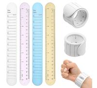 ZEYIYER 4PCS Erasable Wristband, 9.4" X1.2" Slap Wrist Notepad, Waterproof Silicone Memo Wristbands, Reusable Wearable to Do List Bracelet Notepad with Ruler for Daily Study Work Supplies