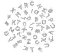 ZEYIYER 52 Pcs Letter Charms, 8mm A-Z Slide Letters Charm, Silver Alphabet Charms Full Rhinestone for DIY Bracelets Jewelry Making Necklaces Crafts