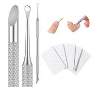 ZEYIYER Cuticle Pusher, Double End Nail Cuticle Pusher Tool, Stainless Steel Nail Scraper with Sandpaper Sheets, Pre-treatment Cuticles Remover for Nails Art, Manicure