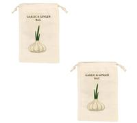 ZEYNA CRAFT 20x30CM Reusable Cotton Garlic Storage Bag, Garlic Keeper, 2 Pack