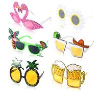 ZeYou Funny Sunglasses Set 6 Pairs,Novelty Party Glasses,Medium Hawaiian Tropical Party Glasses Set,Luau Beach Party Costume Decoration,Glasses Novelty Party Photo Booth for Children Adults
