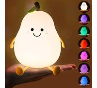 ZeYou Night Light Dimmable Touch 7 Colours, Nursing Light Dimmable Light, LED Night Light Children, Cute Pear-Shaped Night Light with RGB and Timing Function for Baby, Children's Room, Camping, Gift