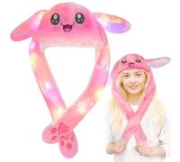 ZeYou Rabbit Hat with Moving Ears,Unisex Rabbit Hat,Party Hat Rabbit Ears,Bunny Hat Ear,Rabbit Fur Hat for Children Holiday Christmas Birthday Dressup Cosplay Costume Gift (pink)