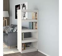 ZEYUAN Book Cabinet/Room Divider White 60x35x135 cm Solid Pinewood,wooden bookcase free standing shelf Living Room, Home, Office Use Furniture to shelve dvd, books, magazines etc