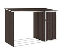 ZEYUAN Garden Firewood Shed Brown 245x98x159 cm Galvanised Steel,Garden Shed, Metal Shed Tool Storage House with Floor Foundation and Lockable Double Doors