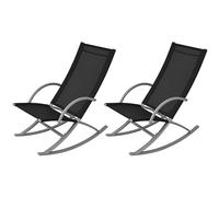 ZEYUAN Garden Rocking Chairs 2 pcs Steel and Textilene Black,Weatherproof Deck Foldable Dining Chair Set for Outdoor, Garden, Patio