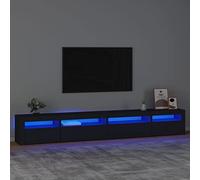 ZEYUAN Gloss Corner Tv Units,Fire Place Tv Unit,Wall-Mounted Tv Cabinet,TV Cabinet with LED Lights Black 270x35x40 cm
