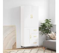 ZEYUAN Highboard White 69.5x34x180 cm Engineered Wood,Sideboard Kitchen Units,Sideboard With Drawers,Storage Unit314