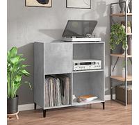 ZEYUAN Record Cabinet - Concrete Grey, Engineered Wood, Record Player Stand And Vinyl Storage, Turntable Vinyl Stand, 84.5x38x89 cm