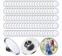 Zeyune 100 Pcs Sublimation Buttons Blanks with Pins, 0.98 Inch Sublimation Lapel Pins Buttons Blanks Heat Transfer Aluminum Sheet Badge Kit for DIY Crafts Making School Supplies Birthday Party Favors