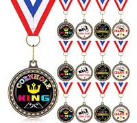 Zeyune 12 Pcs Cornhole Award Medals Cornhole Trophy Awards with Strap for Field Day Games Family Reunions BBQ Tailgating, 4 Styles