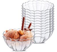 Zeyune 12 Pcs Plastic Serving Bowls 12oz Crystal Plastic Decorative Food Mini Candy Dishes Snack Salad Bowl for Wedding Birthday Party Nut Fruit Candy Dessert Ice Cream