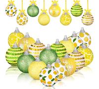 Zeyune 16 Pcs Summer Lemon Hanging Ornaments - Plastic, Round, Vibrant Fruit Citrus Decorative Hanging Ornaments for Summer Events, Holidays, Weddings