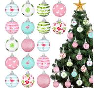 Zeyune 16 Pcs Tropical Summer Hanging Ball Ornament Summer Flamingo Hanging Ball Tropical Leaves Tree Decorations Palm Flamingos Ornaments for Holiday Party Favors