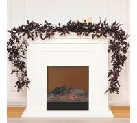 Zeyune 2 Pcs Plum Cimicifuga Seeded Thanksgiving Leaf Garland Artificial Burgundy Garland for Thanksgiving Day Autumn Halloween Fireplace Mantle Harvest Decoration (6 ft)