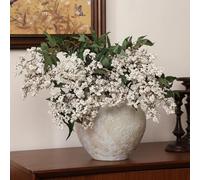 Zeyune 3 Pcs Artificial White Berry Stem 35 Inch Spring Faux Flowers Picks Branches Fake Realistic Sedum Stem Spray for Wedding Holiday Seasonal Farmhouse Mantel Harvest DIY Home Decorations