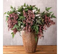 Zeyune 3 Pcs Fall Artificial Dusty Plum Stem Plum Sedum Berry Stem Autumn Faux Berry Picks Branches Faux Spray for Home Halloween Thanksgiving Farmhouse Mantel Harvest DIY Decorations (Gray Purple)