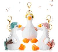 Zeyune 3 Pcs Silly Goose Plush Keychain, 5.5 Inch Cute Goose Stuffed Animal Key Ring Charm for Backpack Purse, Birthday Party Favors Supplies, Baby Shower Gifts, Car Pendant Decoration