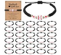 Zeyune 30 Set Sport Softball Bracelets Team Gift Bulk Baseball Softball Adjustable Bead Wristbands with Inspirational Cards Gift Players Team Ball Lovers Birthday for Sport Party Favors, 2.75 x3.74
