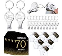 Zeyune 30 Sets 70th Birthday Party Favors for Guests Beer Bottle Opener Nail Clippers Keychains Bulk Thank You Cards with Organza Gift Bags for Birthday Anniversary Souvenirs Return Gifts