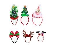 Zeyune 9 Pcs Christmas LED Headband Light Up Reindeer Antler Santa Elf Headwear Hat Bow HairHoop for Xmas Party Favors Decor (Charming Style)
