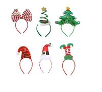 Zeyune 9 Pcs Christmas LED Headband Light Up Reindeer Antler Santa Elf Headwear Hat Bow HairHoop for Xmas Party Favors Decor(Adorable Style)