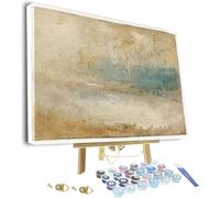 ZEYUPAIN DIY Painting by Numbers for Adults,Painting by Joseph Mallord William Turner Waves Breaking On A Beach Framed and Easel,Adults Paint by Number Kits for Beginners On Canvas,