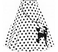 ZEZCLO Women's Plus Size Poodle Skirt 50s Vintage Pleated A-line Zipper Skirts, White Polka Dot, S